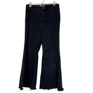 We The Free Black Jayde High Rise Flare Cropped Jeans Womens 30 Festival Hippie